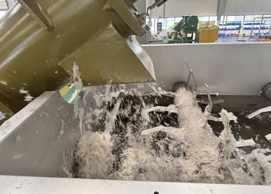 Shredded Film Entering the Washing Stage
